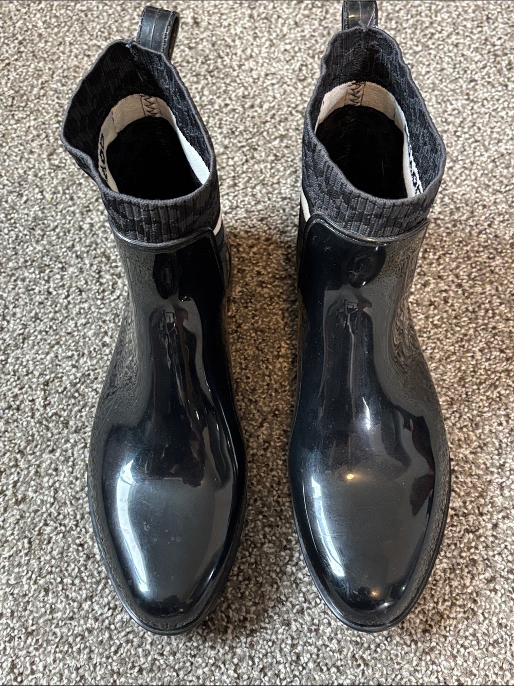 Coach Rivington Rain Ankle Bootie Black Rubber Monogram Knit Liner G5254 Size 11